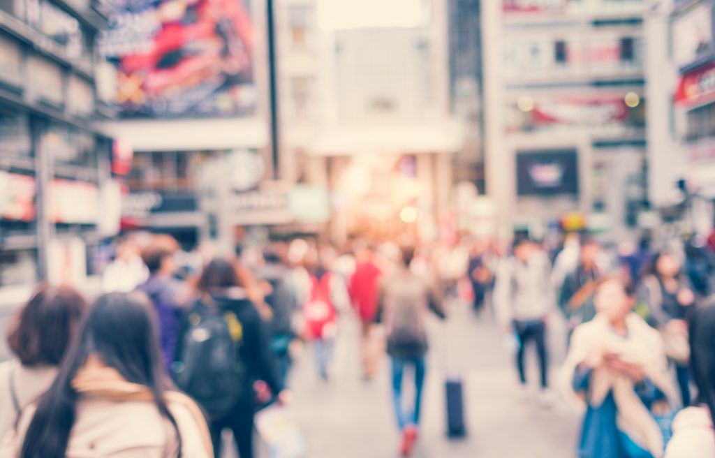 Blurred People In Dotonbori Road In The Namba District, Osaka 